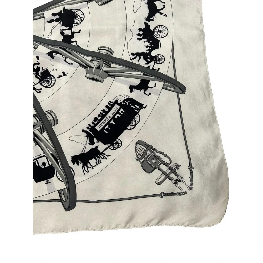 1950s Hermes Paris Qui Roule Hugo Grygkar Silk Shawl Scarf Carre 90 Flaws Read